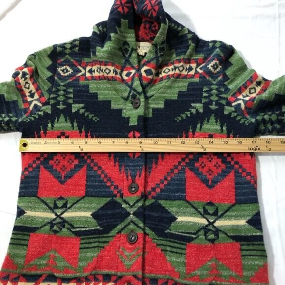 Ralph Lauren denim and supply womens M cotton Aztec print cardigan shawl collar - Picture 5 of 10